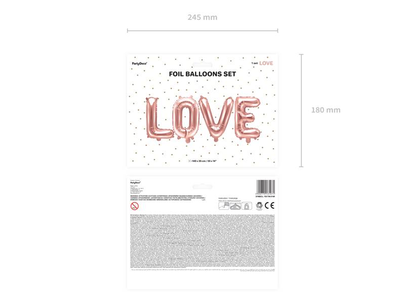Balon foliowy Love, 140x35cm, różowe złoto