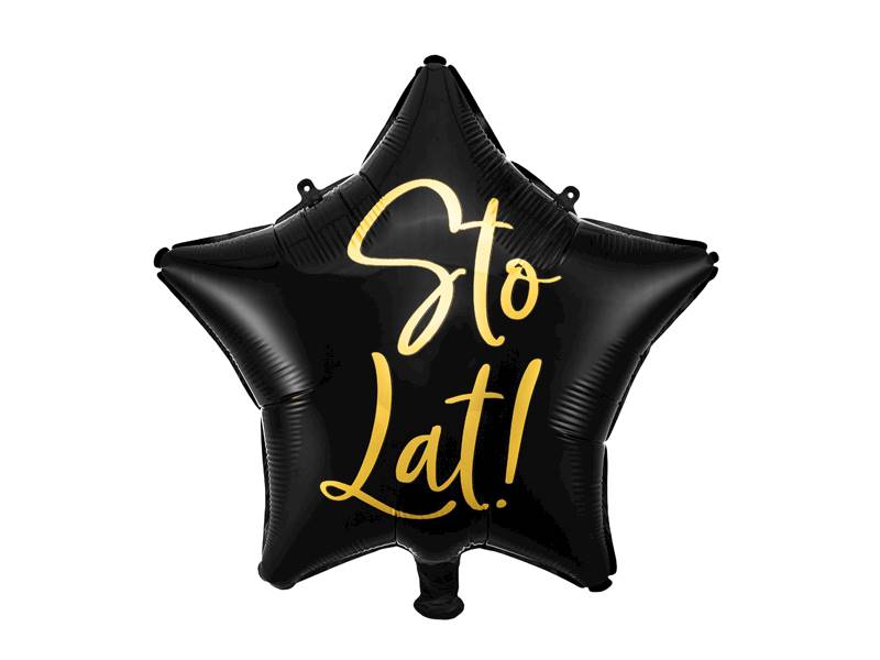 Balon foliowy Sto Lat!, 40cm, czarny