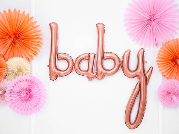 Balon foliowy Baby, różowe złoto, 73,5x75,5cm