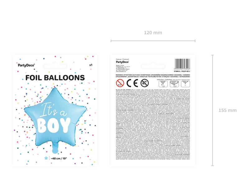 Balon foliowy Gwiazdka - It's a boy, niebieski