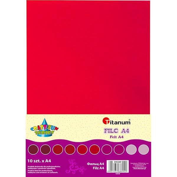 Filc Titanum A4 10 ark. tonacja czerwona