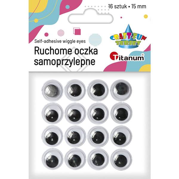 Ruchome oczy samoprzylepne 16 szt. 15 mm