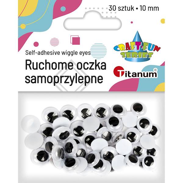 Ruchome oczy samoprzylepne Titanum 30 szt. 10 mm