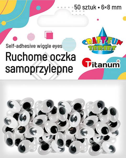 Ruchome oczy samoprzylepne Titanum 50 szt. 6x8mm