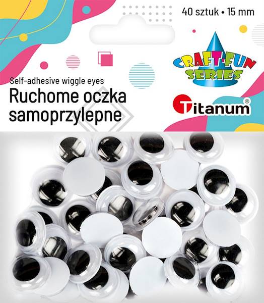 Ruchome oczy samoprzylepne 40 szt. 15 mm