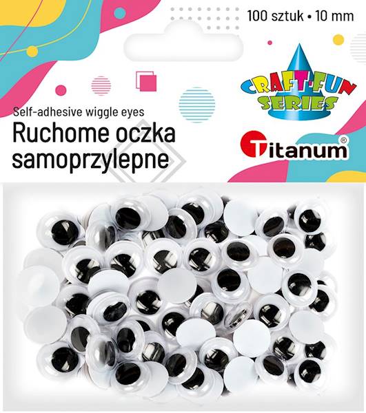 Ruchome oczy samoprzylepne Titanum 100 szt. 10 mm