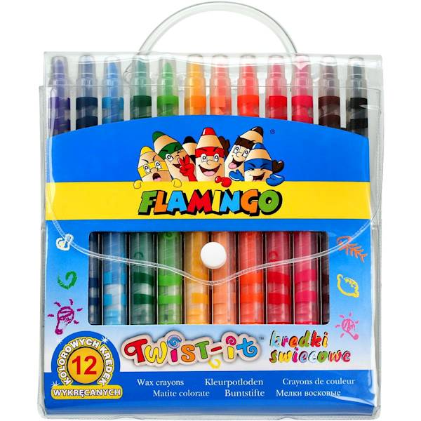 Kredki świecowe Flamingo 12 kol. wyciskane 