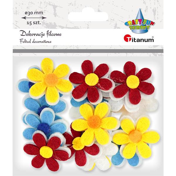 Dekoracje filcowe Titanum kwiaty 15 szt.