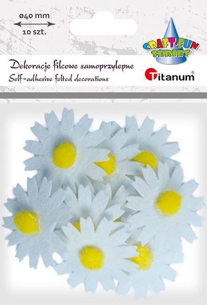 Dekoracje filcowe samoprzyl. Titanum kwiaty 10 szt