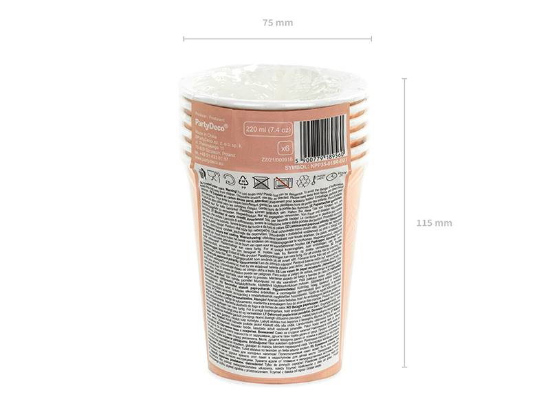 Kubeczki, różowe złoto, 220ml: 1op./6szt.