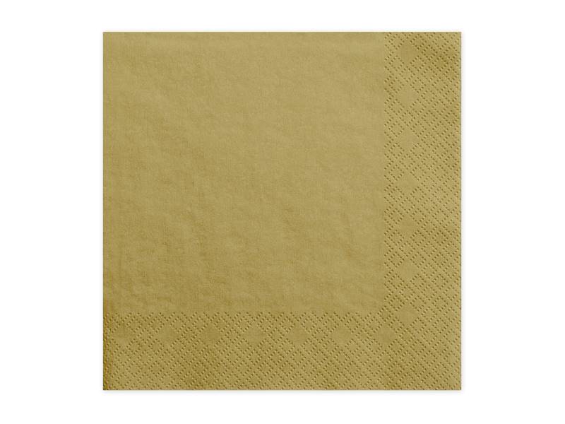 Serwetki trójwarstwowe, złoty, 33x33cm