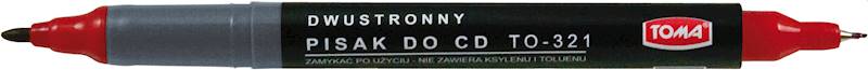 Marker perm. TOMA TO-321 dwustronny do CD czerwony