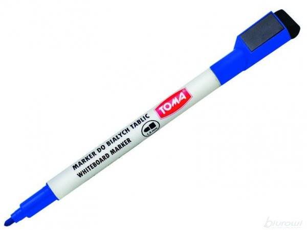 Marker such. z ścierką i magnesem TOMA niebieski