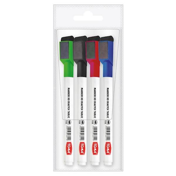 Marker such. TOMA z magnesem i ścierką komplet 4 