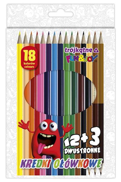Kredki ołówkowe Fun&Joy 12 kol. + 3 szt. dwustronn