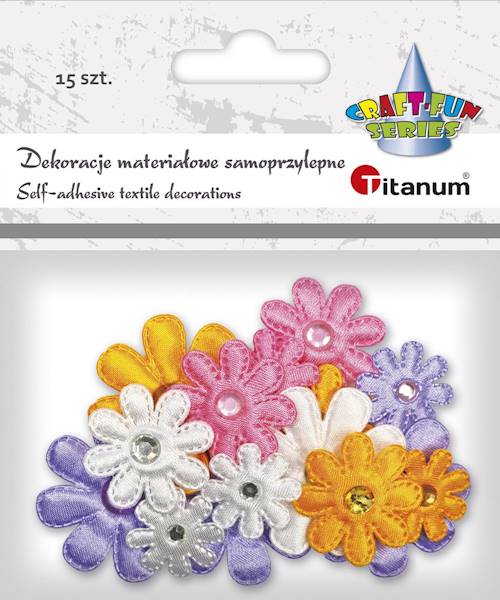 Dekoracje mat. samoprzyl. Titanum 15 szt. kwiaty