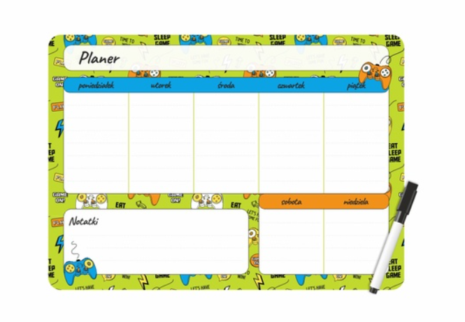 Planer magnetyczny tygodniowy Gamer 35x25 cm 