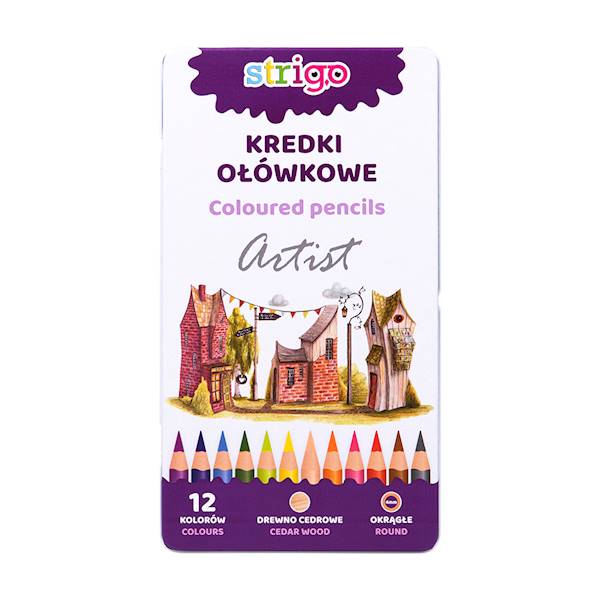 Kredki ołówkowe Strigo 12 kolorów artystyczne