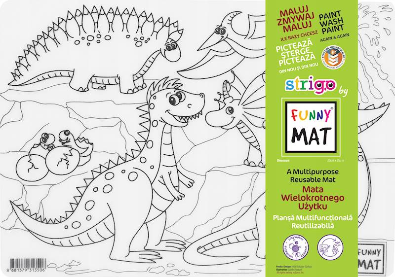 Mata do kolorowania Strigo 25x35cm Dinozaury