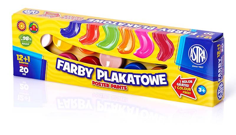 Farby plakatowe ASTRA 12 kolorów + 1 