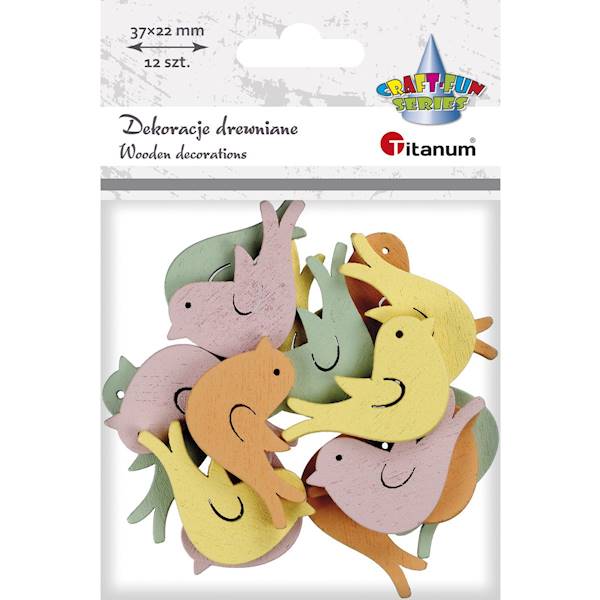 Dekoracje drewniane Titanum 12 szt. ptaszki
