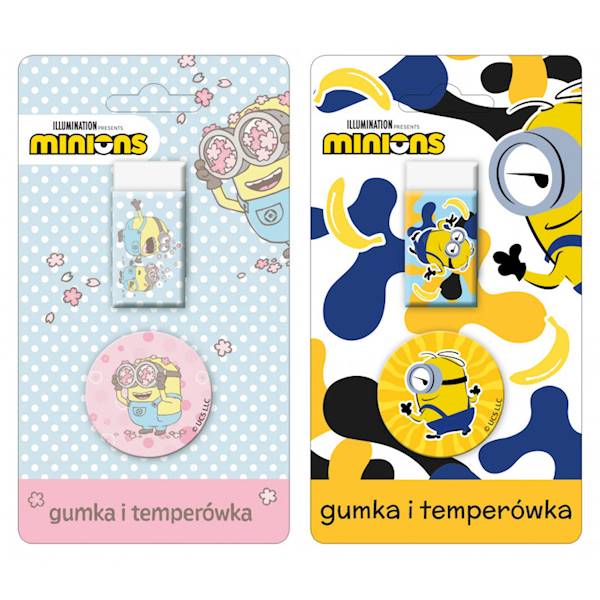 Zestaw gumka + temperówka Minionki