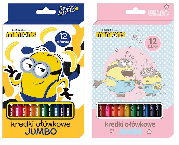 Kredki ołówkowe 12 kolorów JUMBO Minionki