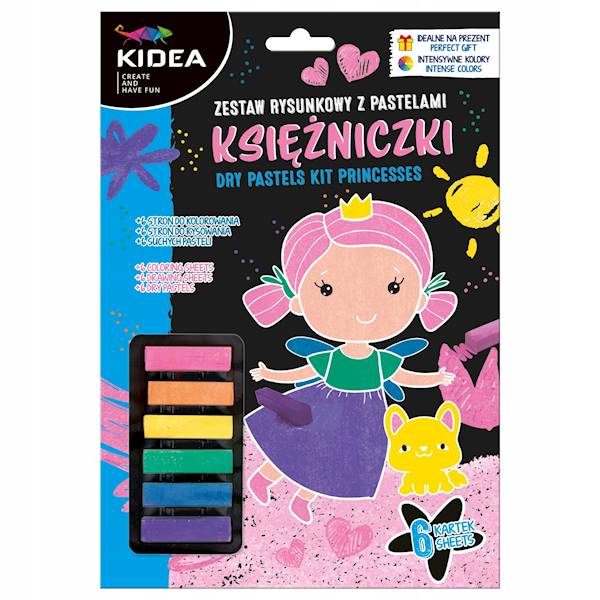 Zestaw rysunkowy z pastelami - księżniczki Kidea