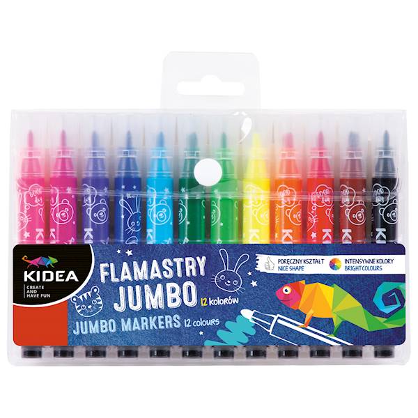 Flamastry JUMBO 12 kolorów Kidea