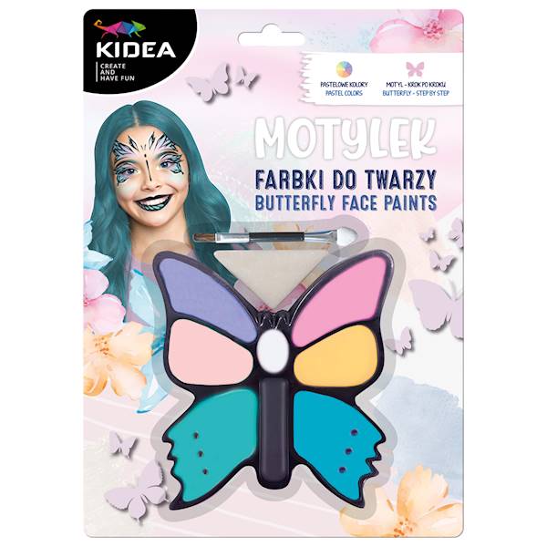 Farbki do twarzy Motylek 8 kolorów Kidea