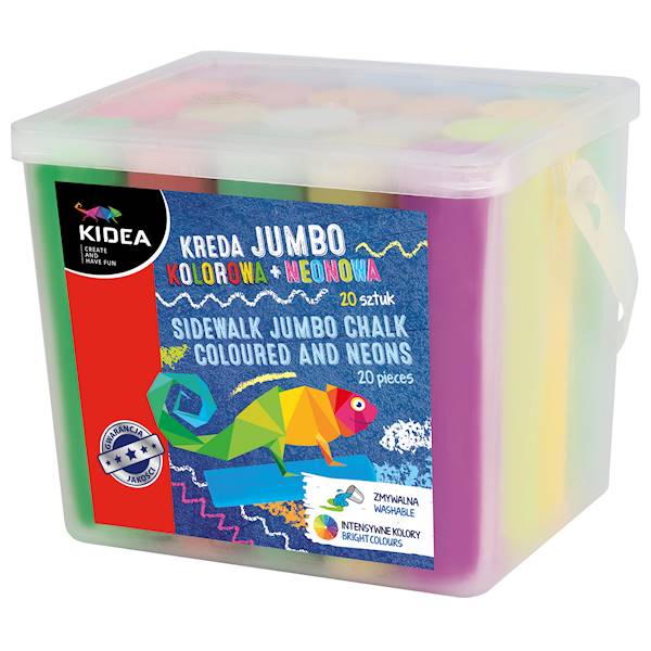 Kreda JUMBO kolorowa + neonowa 20 szt. Kidea