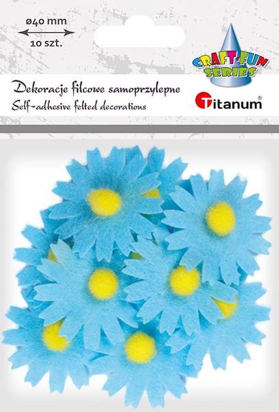 Dekoracje filcowe samop. Titanum kwiaty niebieskie
