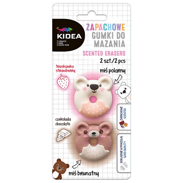 Gumka do mazania zapachowa misie 2 szt. Kidea