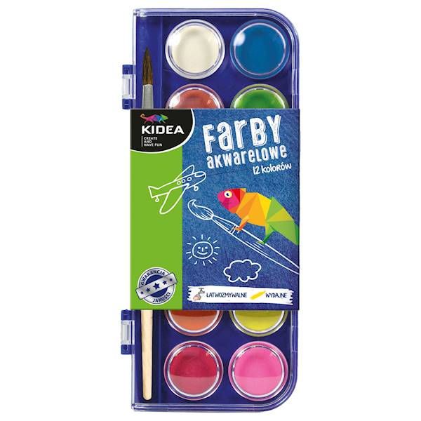 Farby akwarelowe 12 kolorów Kidea