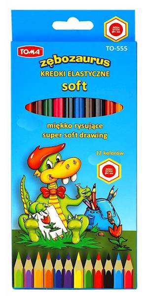 Kredki szkolne elastyczne TOMA 12 kol. Soft