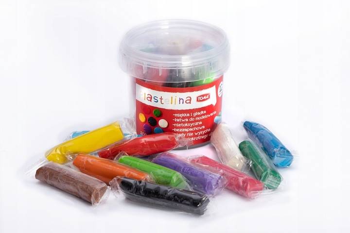 Plastelina 12 kolorów TOMA kubek 200g