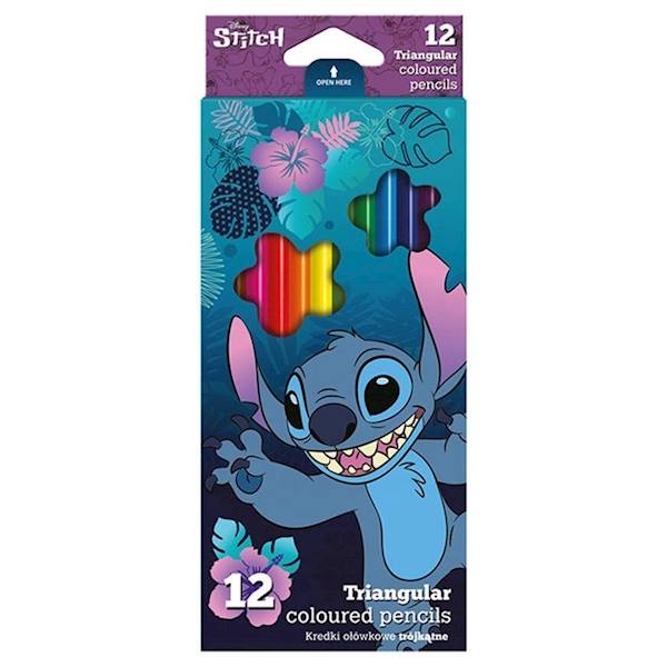 Kredki ołówkowe trójkątne Stitch 12 kolorów