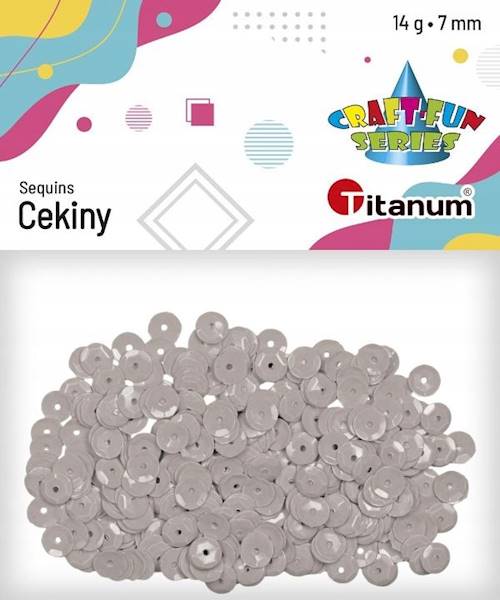 Cekiny Titanum okrągłe 7mm 14g jasny szary