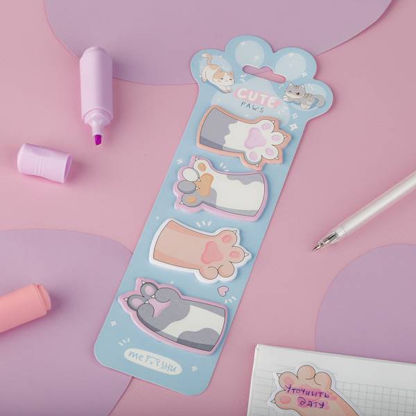 Zestaw karteczek samop. i zakładek Meshu Cute paws