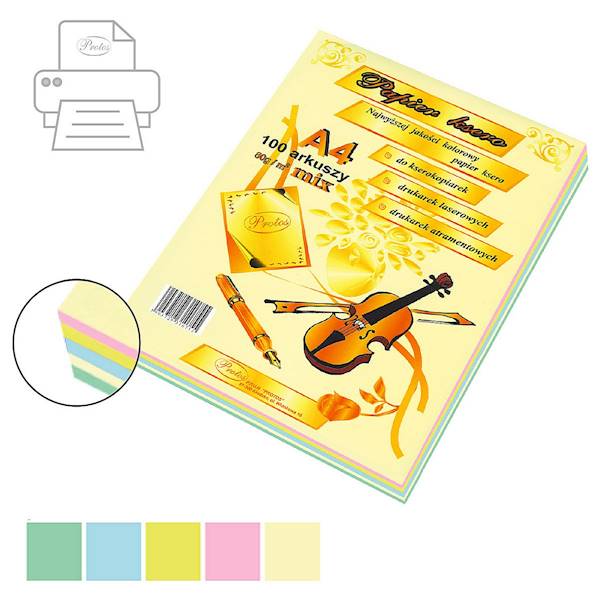 Papier ksero kolorowy pastel Protos A4 mix 80g