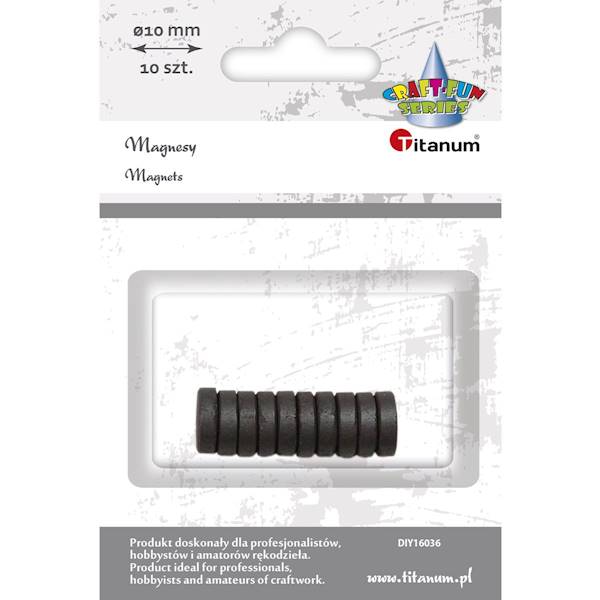 Magnesy Titanum okrągłe czarne 10mm 10 sztuk