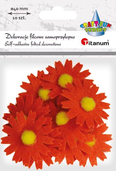 Dekoracje filcowe samoprzyl. Titanum kwiaty 10 szt
