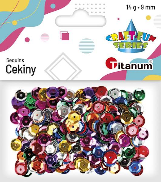 Cekiny Titanum okrągłe 14g 9mm kolorowe
