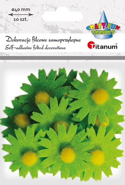 Dekoracje filcowe Titanum 10 szt. kwiaty zielone