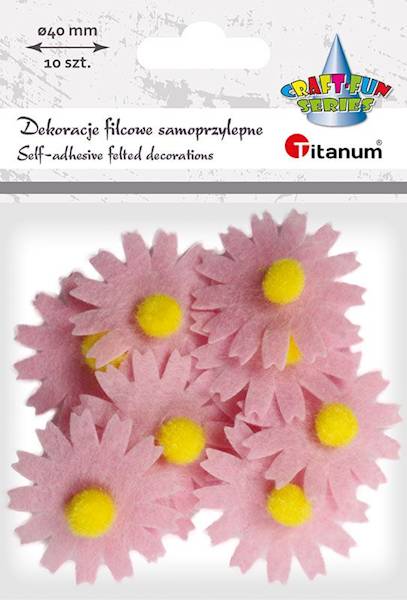 Dekoracje filcowe samoprzyl. Titanum kwiaty 10 szt