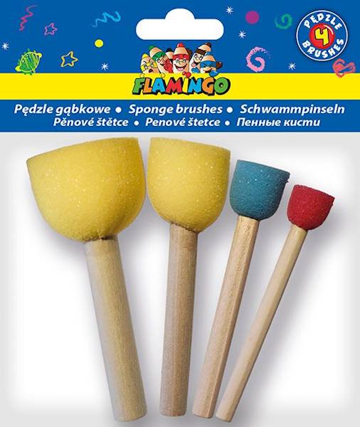 Pędzle gąbkowe Flamingo 4 szt. mix rozmiarów