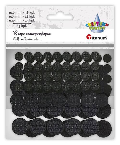 Rzepy samoprzylepne Titanum czarne 3 rozmiary