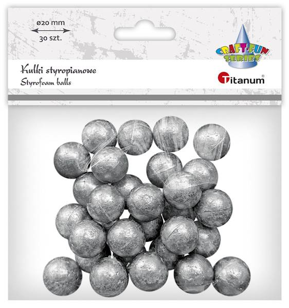 Kulki styropianowe Titanum 30szt. 20mm srebrne