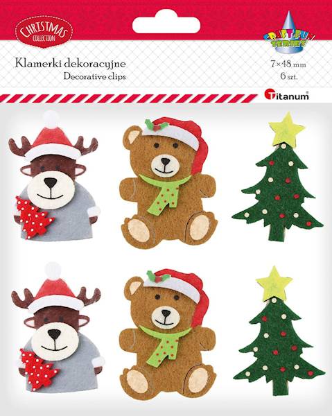 Klamerki dekoracyjne Titanum 6 szt. świąteczne