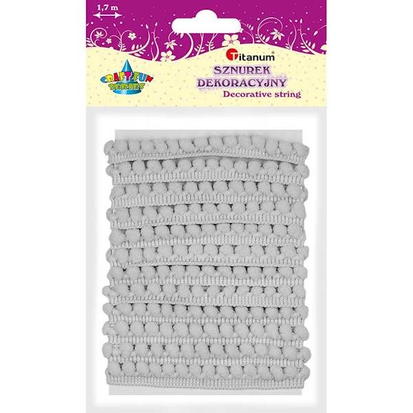 Sznurek dekoracyjny Titanum 1,7m biały z pomponami